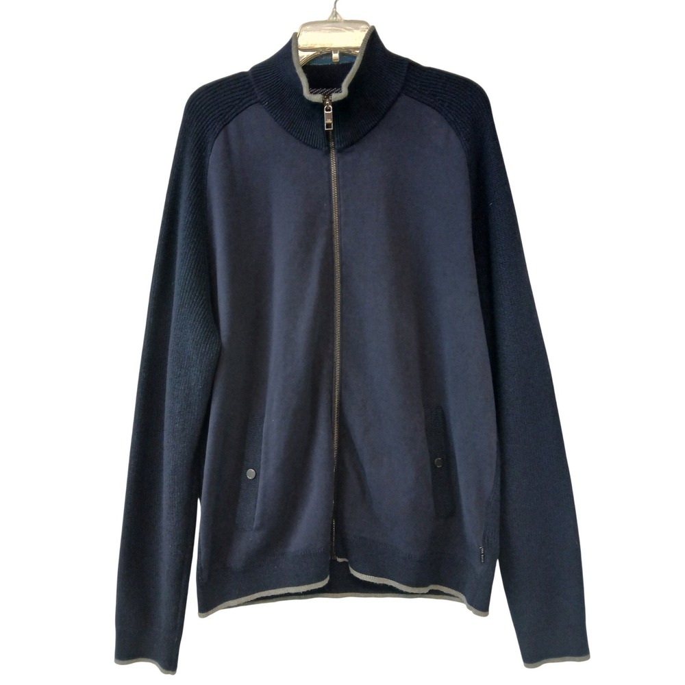 Ted Baker London Blue Full Zip Mixed Media Patrick Hybrid Sweater Jacket2XL‎